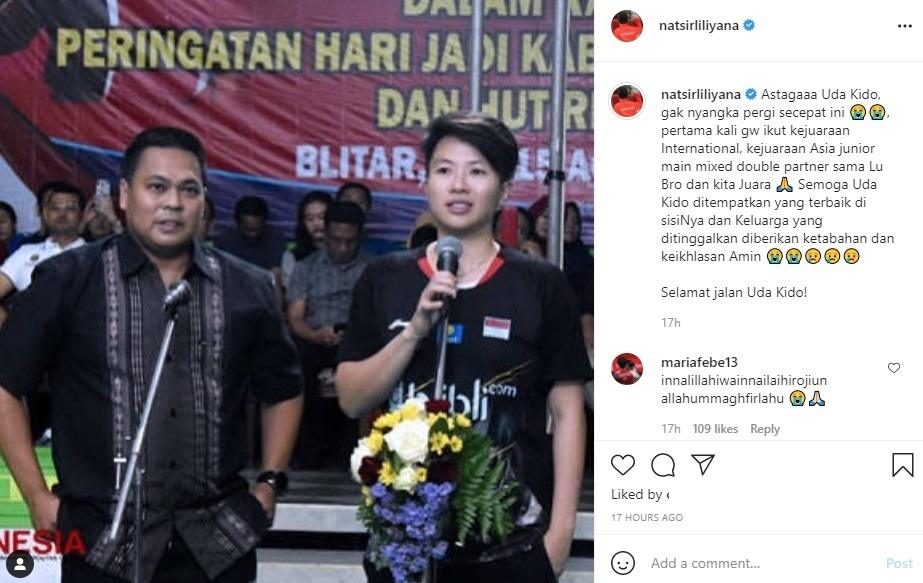 Liliyana Natsir memberikan doa untuk Markis Kido yang dikabarkan telah meninggal dunia. (Instagram/natsirliliyana)