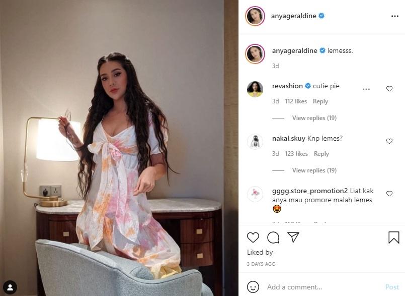 Anya Geraldine pamer foto sedang lemas. (Instagram/anyageraldine)