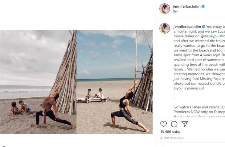 Potret Jennifer Bachdim olahraga sambul momong anak. (Instagram/@jenniferbachdim)