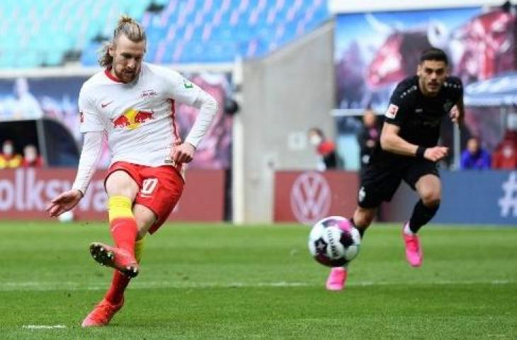 Emil Forsberg ketika membela klubnya, RB Leipzig. (Annegret Hilse/AFP)