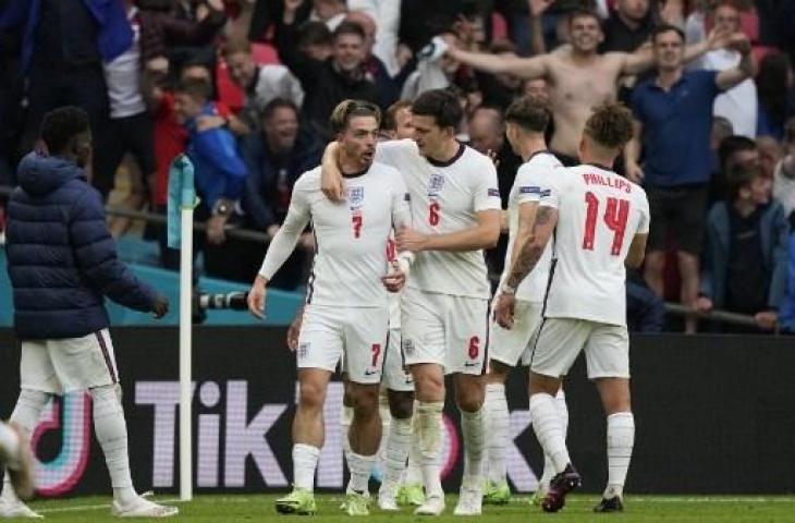 Inggris berhasil ke perempatfinal Euro 2020 usai mengalahkan Jerman 2-0. (FRANK AUGSTEIN / POOL / AFP)