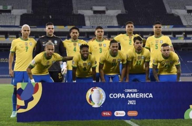 Timnas Brassil di Copa America 2021. (MAURO PIMENTEL / AFP)