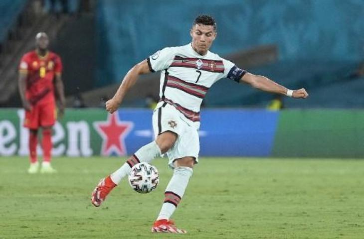 Aksi Cristiano Ronaldo bersama Timnas Portuga di Euro 2020. (THANASSIS STAVRAKIS / POOL / AFP)