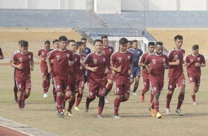 Pemain PSPS Riau saat menjalani latihan belum lama ini. [Suara.com/Panji Ahmad Syuhada]