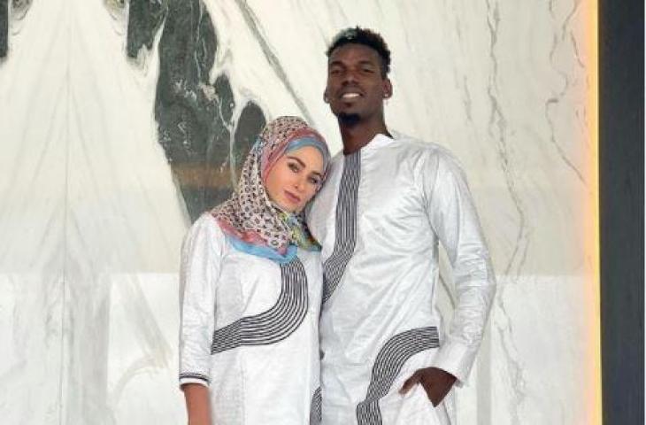 Paul Pogba dan sang istri Zulay Pogba kompak mengenakan pakaian Islami saat merayakan Idhul Adha. (Instagram/paulpogba)