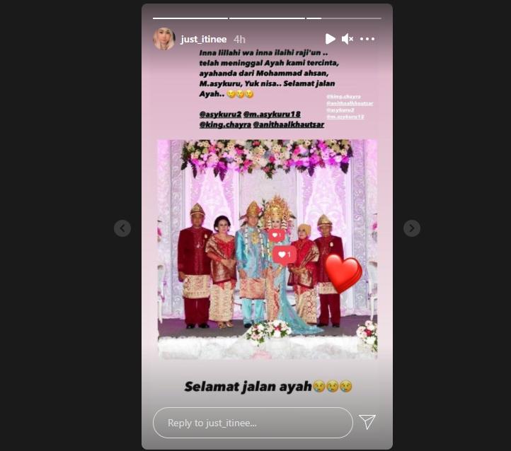 Ayah Mohammad Ahsan dikabarkan meninggal dunia. (Instagram/just_itinee)