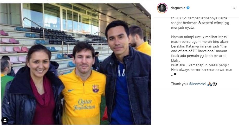 Donna Agnesia bagikan potret ketika bertemu Lionel Messi. (Instagram/dagnesia)