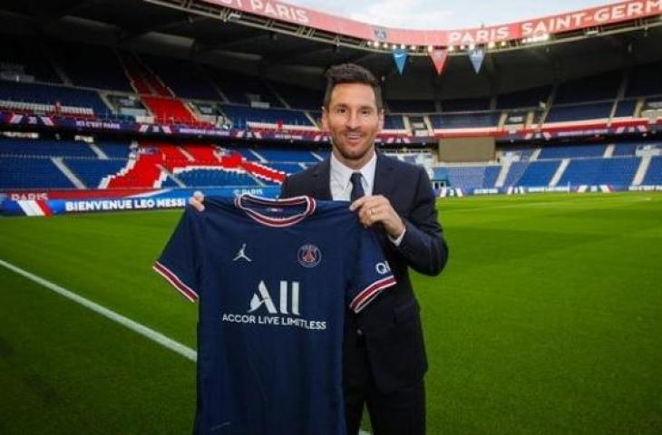 Paris Saint-Germain resmi mengumumkan Lionel Messi sebagai pemain barunya. (Foto: Twitter/PSG-Indonesia)