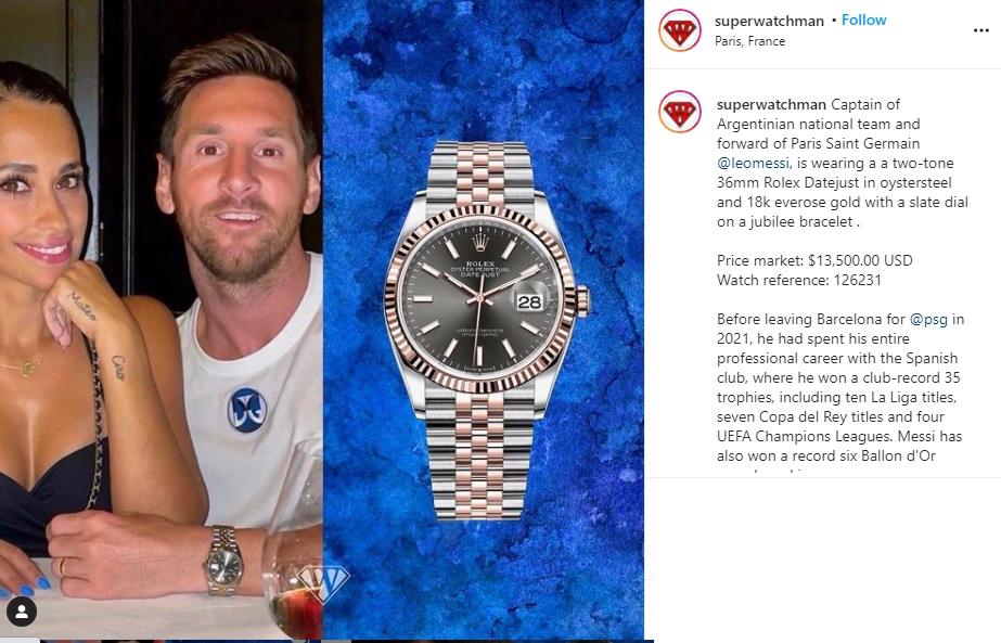 Jam tangan mewah Lionel Messi jadi sorotan. (Instagram/superwatchman)