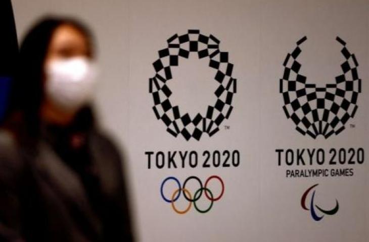 Logo Olimpiade dan Paralimpiade Tokyo 2020. (AFP/Behrouz Mehri)