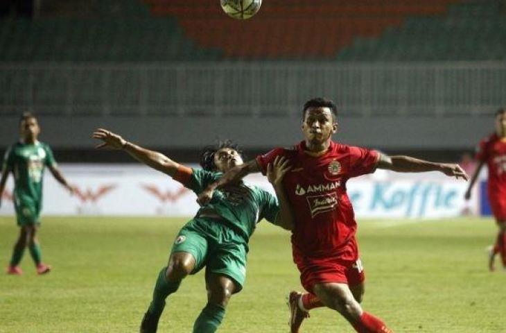 Suasana laga Liga 1 2021 antara PSS Sleman vs Persija Jakarta di Stadion Pakansari, Bogor, Minggu (5/9/2021) malam. [ANTARA FOTO/Yulius Satria Wijaya]