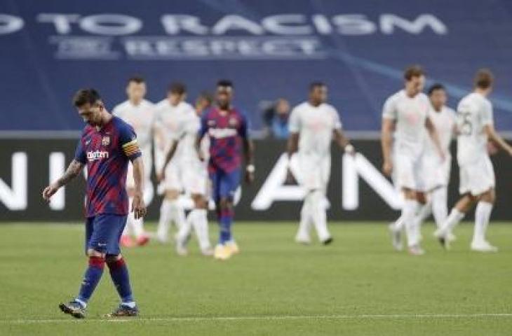 Barcelona saat dihajar Bayern Munich 2-8 di Liga Champions 2019/2020. (MANU FERNANDEZ / POOL / AFP)