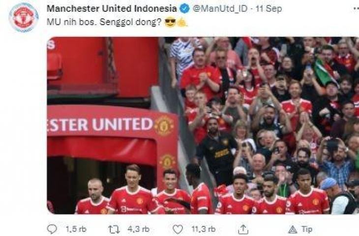 Cuitan akun Twitter Manchester United Indonesia. (Twitter/@manUtd_ID)