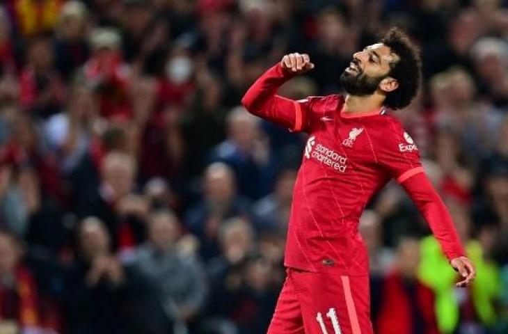 Mohamed Salah di laga Liverpool vs AC Milan. (Paul ELLIS / AFP)