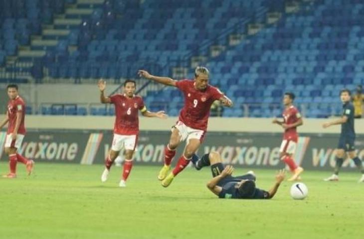 Striker Timnas Indonesia Kushedya Hari Yudo saat pertandingan melawan Thailand di ajang Kualifikasi Piala Dunia 2022 zona Asia di Stadion Al Maktoum, Dubai, UEA, Kamis (3/6/2021). (Dok. PSSI).