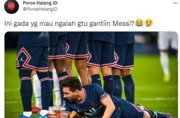 Netizen merasa kasihan kepada Lionel Messi. (Twitter/@poroshalangID)