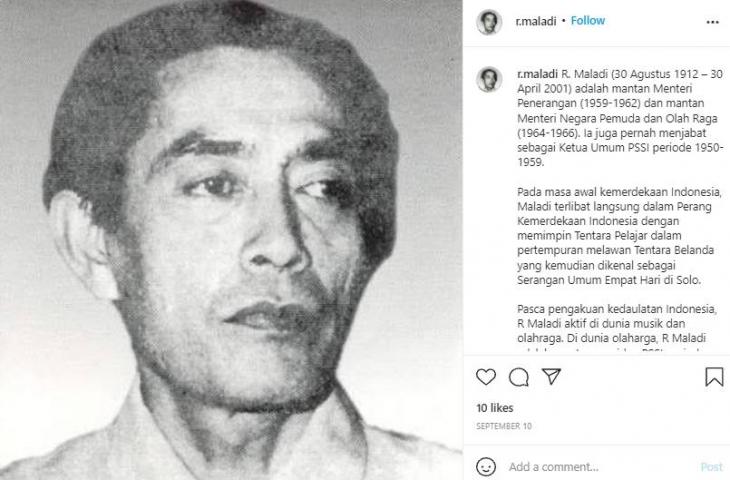 Raden Maladi atau R Maladi, eks Ketua PSSI. (dok.wikipedia, instagram @r.maladi)