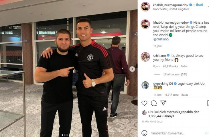 Khabib Nurmagomedov dan Cristiano Ronaldo. (Instagram/@khabib_nurmagomedov)