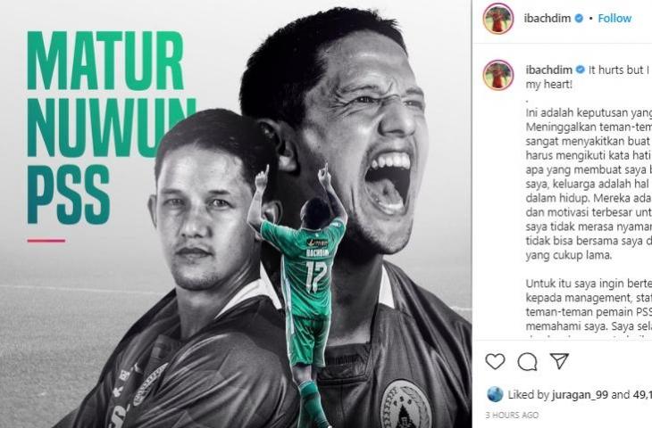 Irfan Bachdim akhiri kontrak dengan PSS Sleman. (Instagram/@ibachdim)