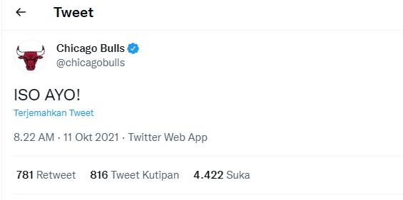 Akun Twitter Chicago Bulls diserbu netizen Indonesia. (Twitter/@chicagobulls)