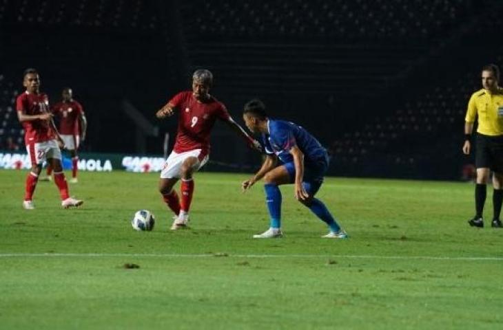 Pertandingan Timnas Indonesia vs Taiwan di babak play-off Kualifikasi Piala Asia 2023 di Chang Arena, Buriram, Thailand, Kamis (7/10/2021) malam WIB (dok. PSSI).