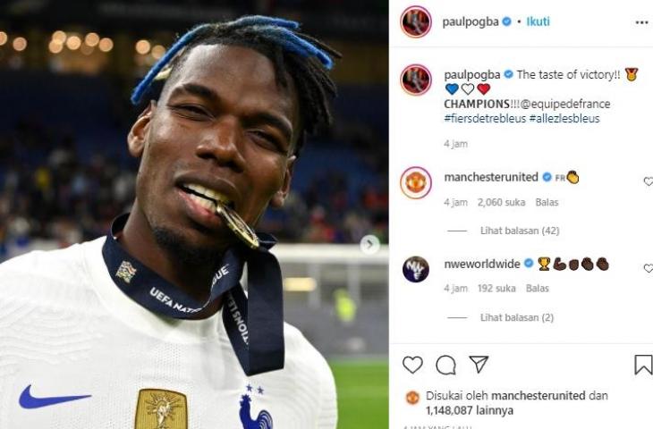 Paul Pogba rayakan kemenangan Prancis atas Spanyol. (Instagram/@paulpogba)