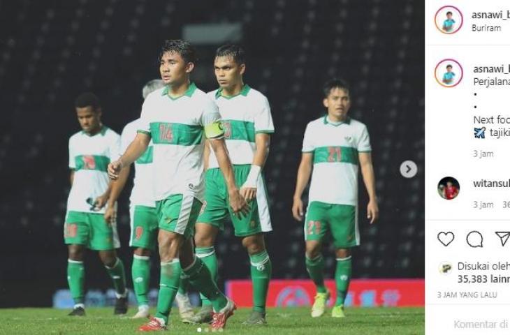 Asnawi Mangkualam bagikan momen bersama Timnas Indonesia. (Instagram/@asnawi_bhr)