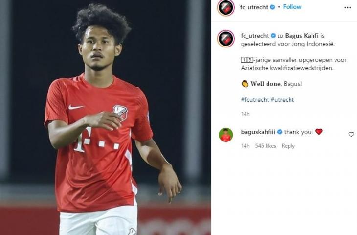 Bagus Kahfi diberi izin bela Timnas Indonesia U-23. (Instagram/fc_utrecht)