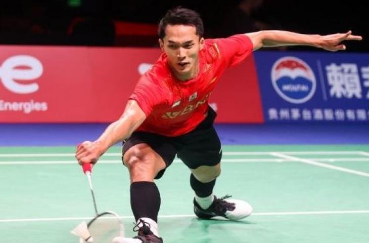 Tunggal putra Indonesia Jonatan Christie saat tampil di Piala Thomas dan Uber 2021 di Ceres Arena, Aarhus, Denmark. [BWF/Badminton Photo/Raphael Sachetat]