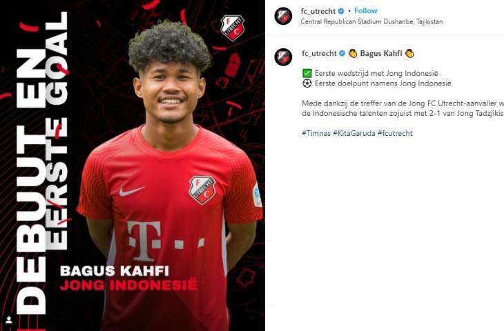 FC Utrecht ikut bangga Bagus Kahfi cetak gol di Timnas Indonesia U-23. (Instagram/baguskahfiii)