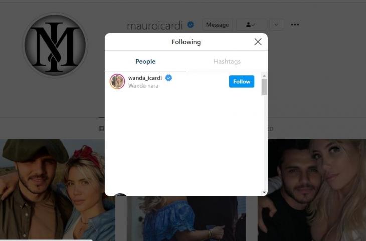 Mauro Icardi unfollow semua akun di Instagram, kecuali milik Wanda Nara. (Instagram/mauroicardi)