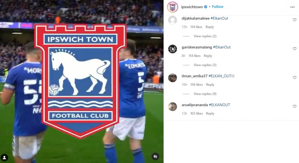 Akun Instagram Ipswich Town diserang netizen Indonesia usai kabar Elkan Baggott tolak panggilan timnas, (Instagram/ipswichtown)