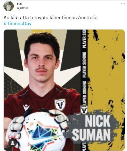 Kiper Timnas Australia U-23 mirip Atta Halilintar. (Twitter/@_atttar)