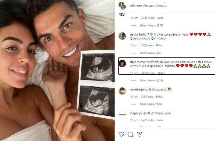 Cristiano Ronaldo umumkan sang kekasih hamil anak kembar. (Instagram/@cristiano)