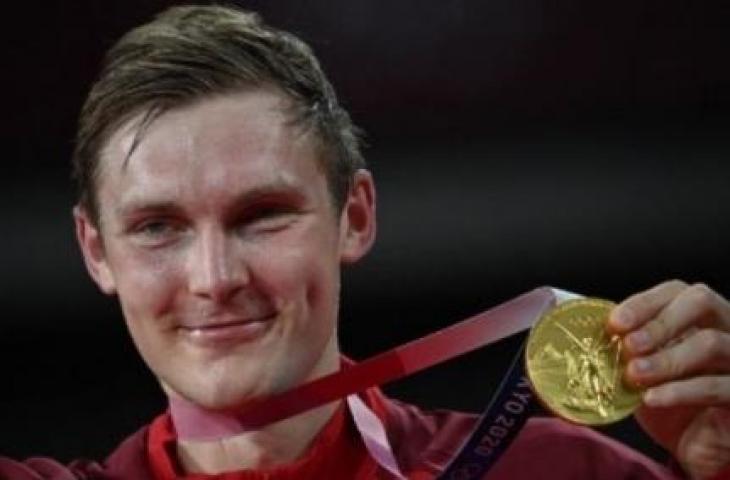 Pebul utangkis tunggal putra Denmark, Viktor Axelsen. [Alexander NEMENOV / AFP]