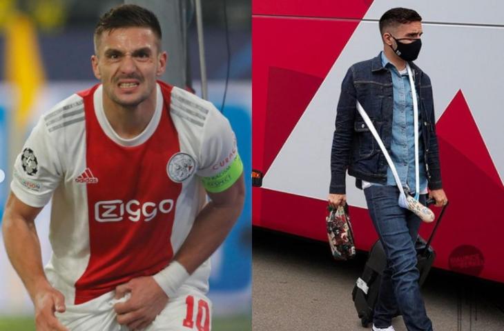 Potret alat vital Dusan Tadic digips adalah editan. (Kolase Instagram/mvan_berkel&dt10_official)