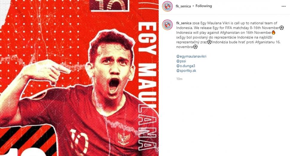 FK Senica umumkan Egy yang dipanggil timnas Indonesia. (Instagram/fk_senica)