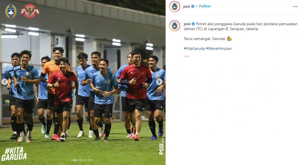 Sosok Elkan Baggott dicari netizen dalam latihan perdana bersama Timnas Indonesia. (Instagram/pssi)