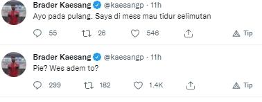 Cuitan Kaesang usai Persis Solo pesta gol lawan Persijap Jepara. (Twitter/@kaesangp)