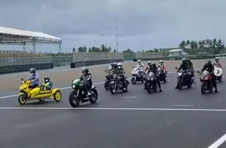 Motor kuning rombongan Jokowi jadi sorotan usai curi start. (Instagram/bambang.soesatyo)