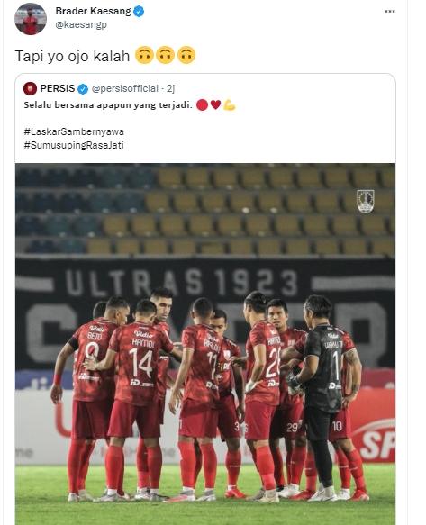 Respons Kaesang di postingan Persis Solo. (Twitter/@kaesangp)