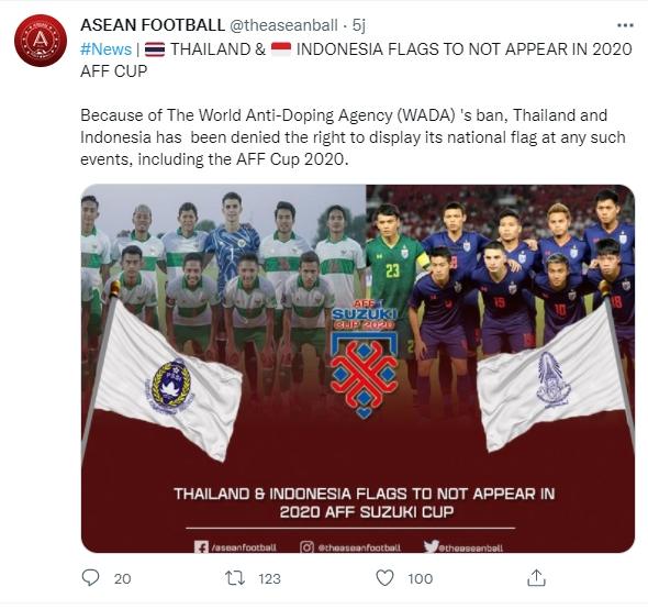 Indonesia disebut kena larangan mengibarkan bendera Merah Putih di Piala AFF 2020. (Twitter/@theaseanball)