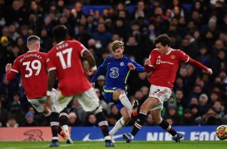 Manchester United tahan imbang Chelsea 1-1 dalam lanjutan Liga Inggris. (BEN STANSALL / AFP)