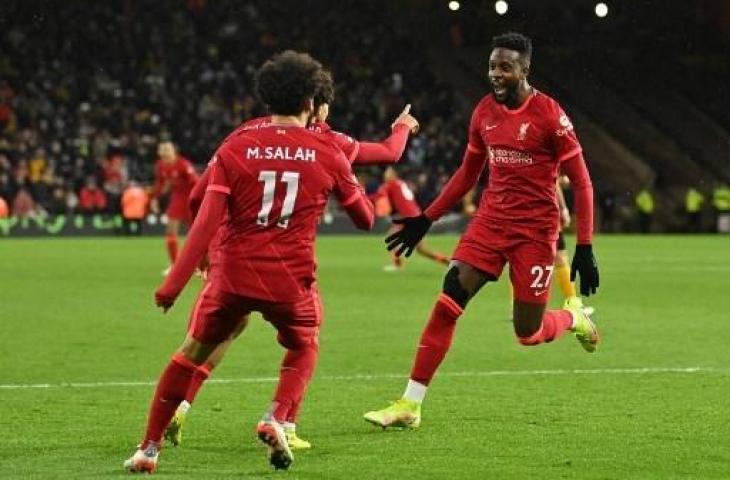 Divock Origi menjadi penentu kemenangan Liverpool atas Wolves. (JUSTIN TALLIS / AFP)