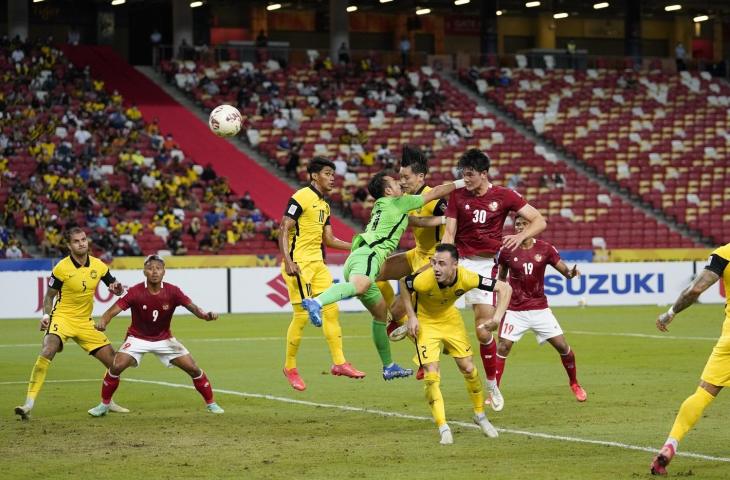 Gol debut Elkan Baggott di timnas Indonesia yang dicetak ke gawang Malaysia di Piala AFF 2020. (Dok. Piala AFF)