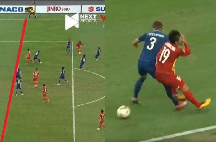 Kontroversi wasit pada laga Vietnam vs Thailand di leg pertama semifinal Piala AFF 2020. (Zingnews)