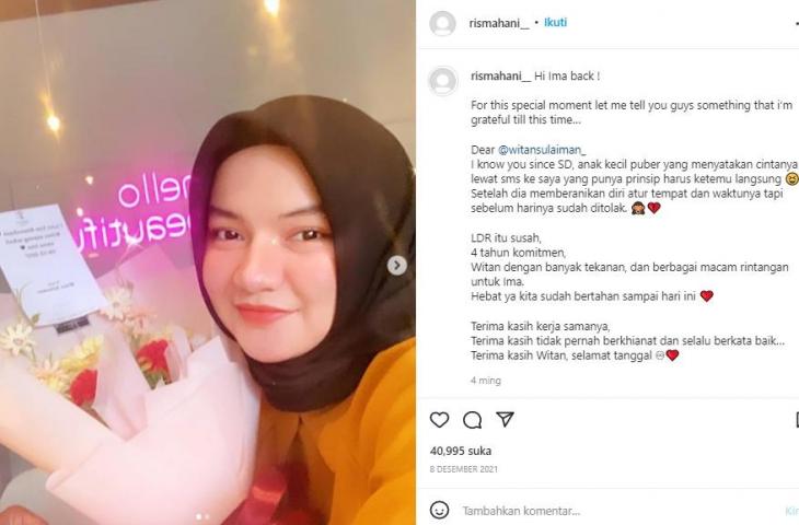 Rismahani, calon istri Witan Sulaeman. (Instagram/@rismahani_)