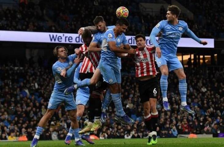 Manchester City sukses mengalahkan Brentford 2-0 dalam lanjutan Liga Inggris. (PAUL ELLIS / AFP)