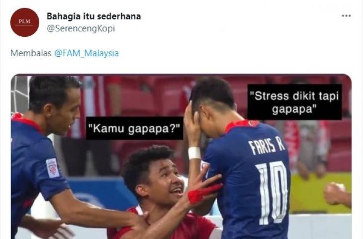 Meme-meme usai Malaysia kalah 1-2 dari Laos di Piala AFF U-23 2022. (Twitter/@serencengkopi)