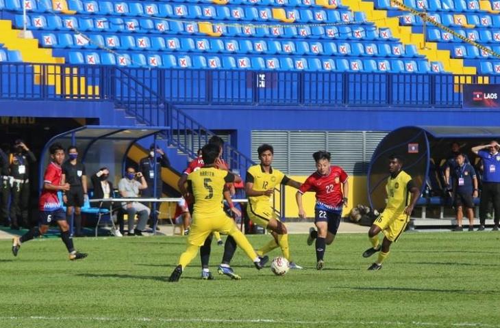 Potret pertandingan Malaysia vs Laos di Piala AFF U-23 2022. (Twitter/@FAM_Malaysia)